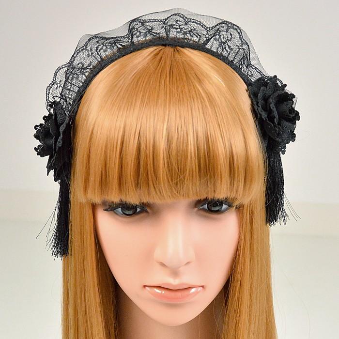 カチューシャ ヘアアクセサリー レース 薔薇 ローズ ゴシック コスプレ 