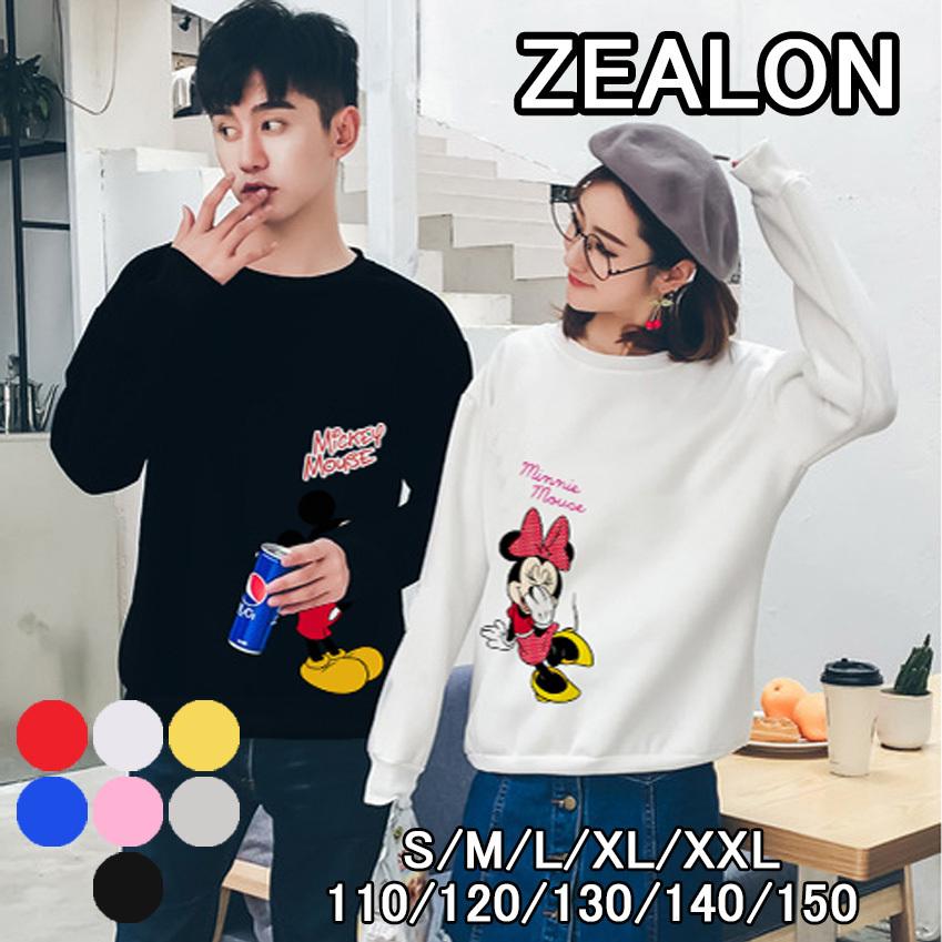 ディズニー ミッキー 韓国 ファッション 厚手 薄手 スウェット カップル トレーナー パーカー ペアルック プレゼント 裏起毛 家族 男の子 女の子 恋人