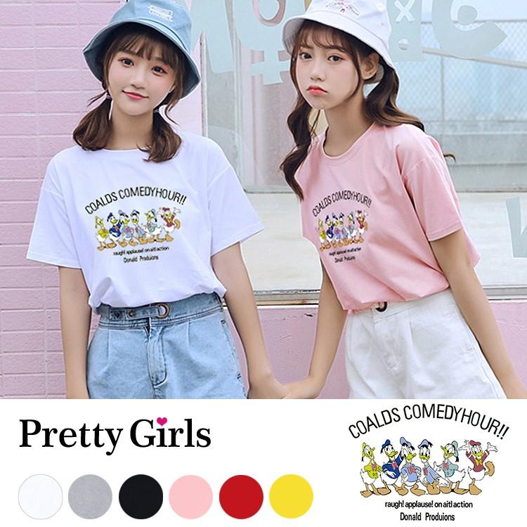 ディズニー Tシャツ 半袖 ペアｔシャツ トップス レディース 可愛い カップル 春 ペアルック カットソー 夏 ドナルド