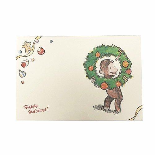 おさるのジョージ ポストカード クリスマスリース カード はがき ハガキ お手紙 レター ジョージ かわいい 絵本 メッセージカード Pretzel Net Yahoo 店 通販 Yahoo ショッピング