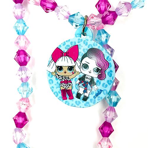 L.O.L チャーム付き ネックレス ブレスレット セット （ライトブルー） 15432a ビーズ カラフル かわいい キッズ アクセサリー LOLサプライズ エルオーエル |  | 01