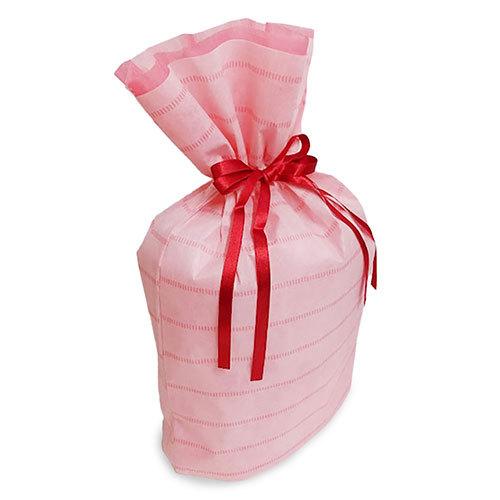 ラッピング 袋 ギフトバッグ 不織布 リボン付き ( ボーダー L ピンク ) 15811 底 マチあり 底マチ 巾着 袋 巾着袋 ラッピンググッズ ラッピング用品 |  | 01