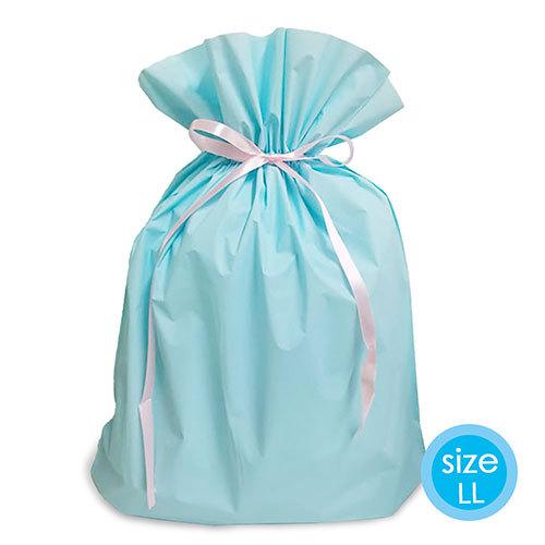 ラッピング 袋 大 ギフトバッグ 梨地 リボン付巾着袋 ( パステルブルー LL ) 15815 底 マチあり 底マチ 巾着 袋 巾着袋 ラッピンググッズ ラッピング用品 の商品画像