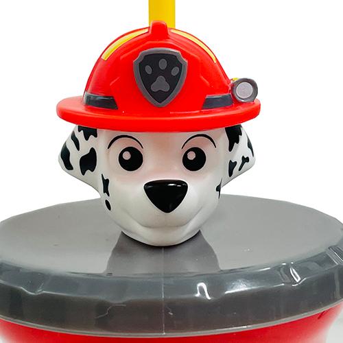 パウパトロール プラスチック ストロー付き カップ (マーシャル) 15873 パウパト グッズ 食器 コップ ストロー 軽い 軽量 赤 レッド キャラ雑貨 輸入品|pretzel|02