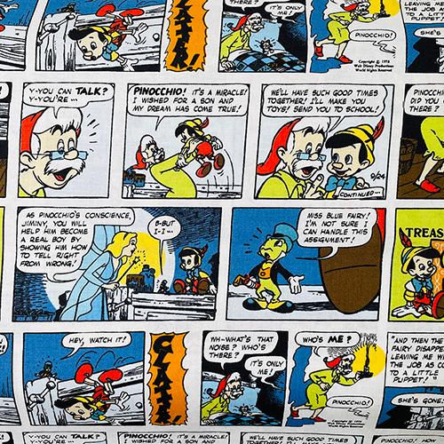 生地 綿100％ ピノキオ コミック柄 【50cm以上10cm単位】 16474 布 ディズニー 布地 キャラクター生地 入園 入学 入園準備 入学準備 輸入品 コットン | 