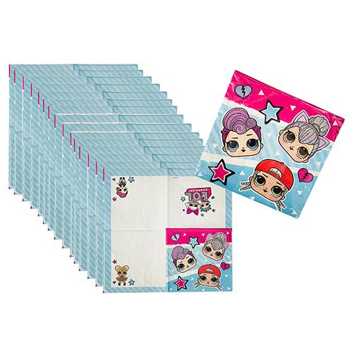 LOL サプライズ 紙ナプキン 3キャラ (S) 16枚入り 16553 LOL ペーパーナプキン 使い捨て デコパージュ 誕生日 エルオーエル  パーティーグッズ | 