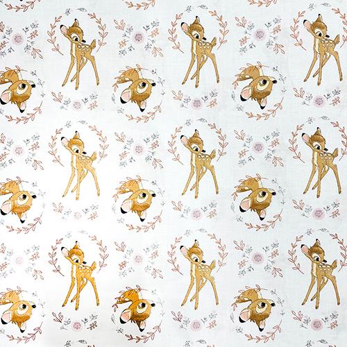 バンビ 生地 綿100％ ( ホワイト ) 【50cm以上10cm単位】 16557 布 ディズニー 布地 キャラクター生地 入園 入学 入園準備 入学準備 綿 コットン 輸入品 | 