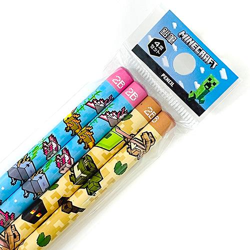 マインクラフト 2B 鉛筆 4本セット ( ウーパールーパー ＆ カエル