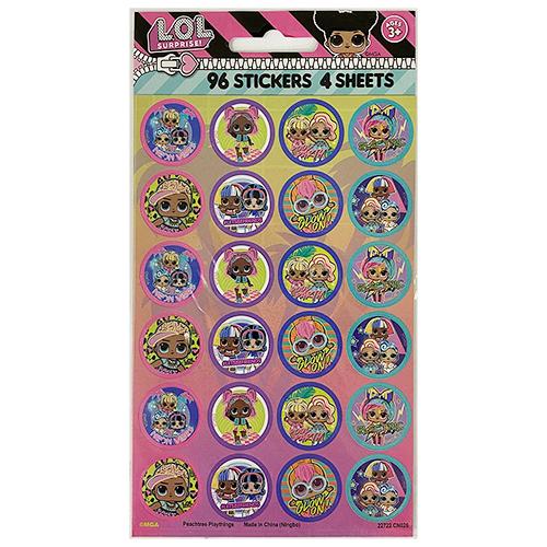 LOLサプライズ 丸ステッカー 丸型 シール 4シート 96個入り 17725 ご褒美シール ごほうび L.O.L SURPRISE エルオーエル ステーショナリー インポート 輸入品 | 