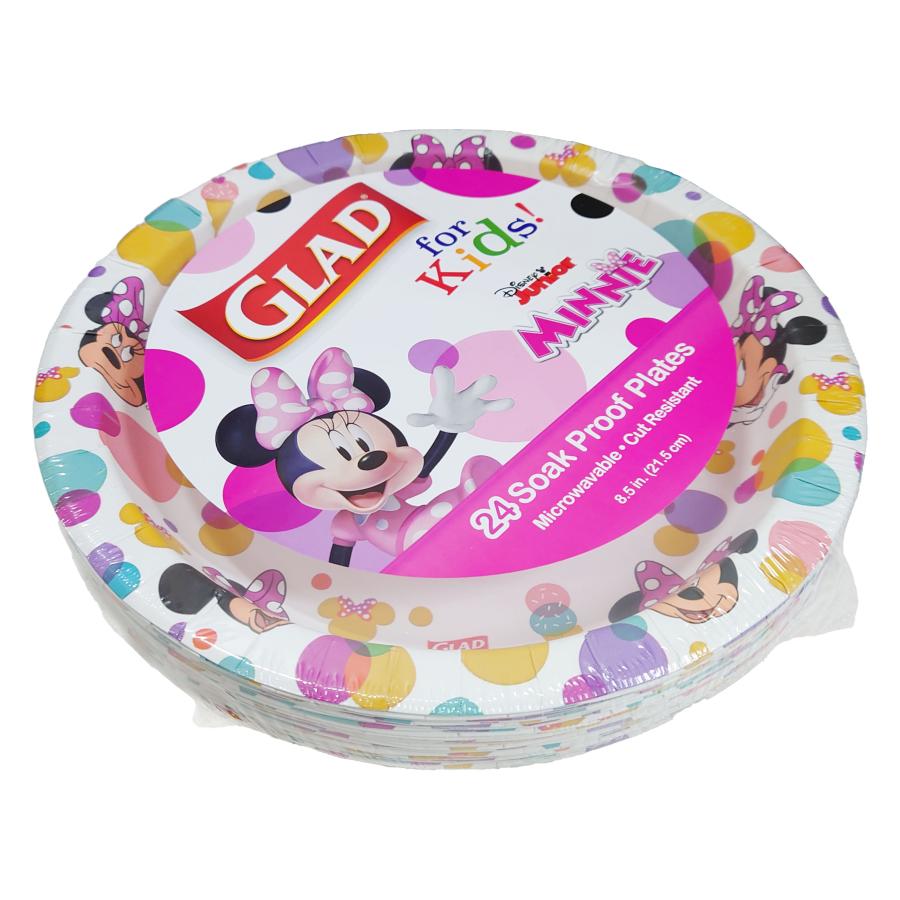 ミニー 紙皿 ドット 8.5" ( 21.5cm ) 24枚入り Glad for Kids 18351 使い捨て ペーパープレート パーティーグッズ Disney Minnie Mouse 輸入品 BBP27209｜pretzel｜02