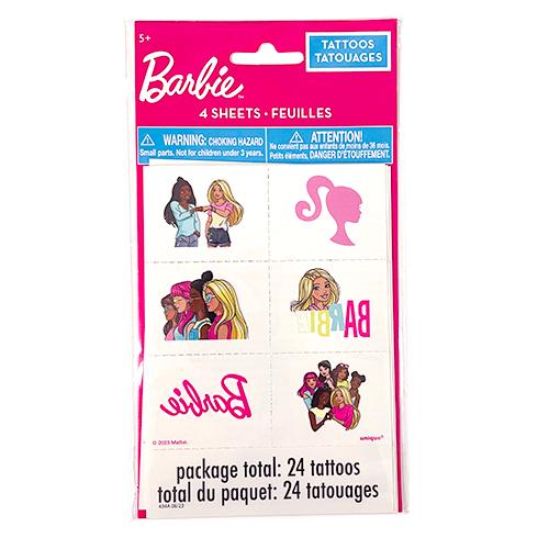 バービー タトゥー シール 4シート 24個入り 18586 TATTOO ボディーシール 水貼り 水で貼れる Mattel Barbie パーティー ハロウィン おまつり インポート 輸入品 | 