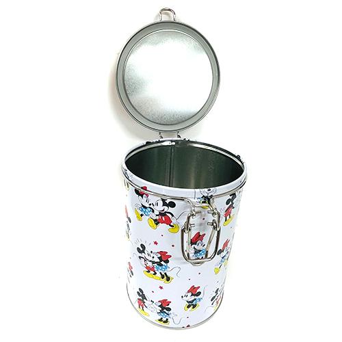 ミッキー ＆ ミニー 円筒型 キャニスター ブリキ 缶 ( ホワイト