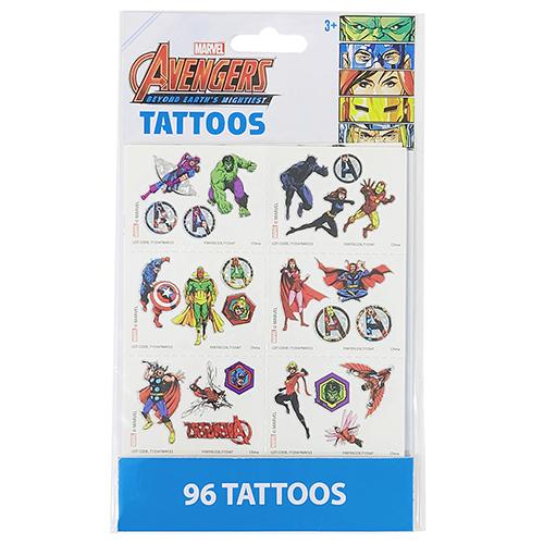 アベンジャーズ タトゥー シール 4シート 96個入り 18725 TATTOO ボディーシール ステッカー 水貼り 水で貼れる マーベル MARVEL AVENGERS 輸入品 |  | 01