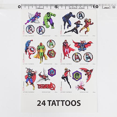 アベンジャーズ タトゥー シール 4シート 96個入り 18725 TATTOO ボディーシール ステッカー 水貼り 水で貼れる マーベル MARVEL AVENGERS 輸入品 |  | 09