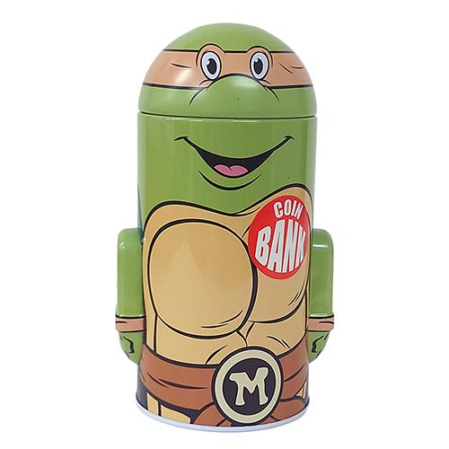 ミュータント タートルズ 缶 貯金箱 ( ミケランジェロ ／ オレンジ