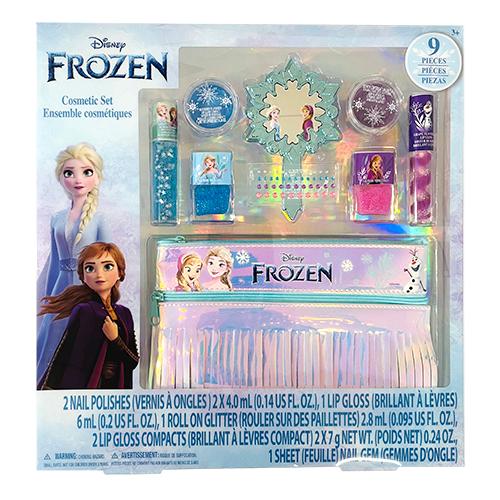 アナと雪の女王 フリンジポーチ付き コスメティック セット 9ピース 18875 キッズコスメ ネイル マニキュア リップ グロス グリッター フラットポーチ 輸入品 | 