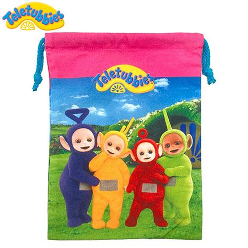 Teletubbies 巾着袋 + キーホルダー x2 セット テレタビーズ 巾着 ( PK / ロゴ ) 19242 きんちゃく 小物入れ ポーチ