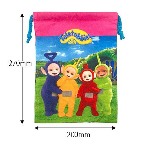 Teletubbies 巾着袋 + キーホルダー x2 セット テレタビーズ 巾着 ( PK / ロゴ ) 19242 きんちゃく 小物入れ ポーチ