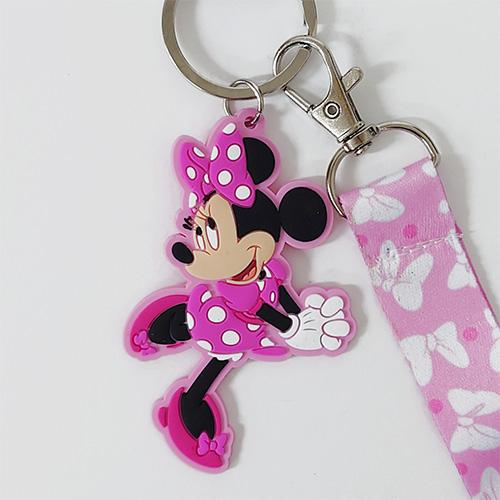 ミニー ラバーキーチェーン ランヤード付き 19698 キーホルダー キー