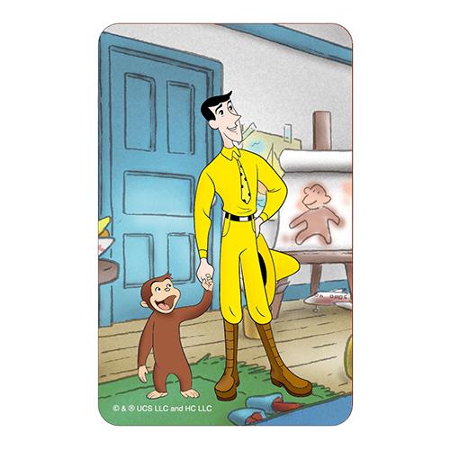 おさるのジョージ レンチキュラー ステッカー ( 3 / おじさんと一緒