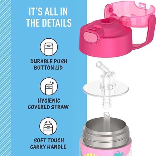 サーモス ストローボトル 12oz. (355mL) ( バービー ピンク ) 20177 THERMOS 水筒 保冷  Barbie グッズ ステンレス ストロー キッズ 女の子 輸入品 F410 | THERMOS | 02