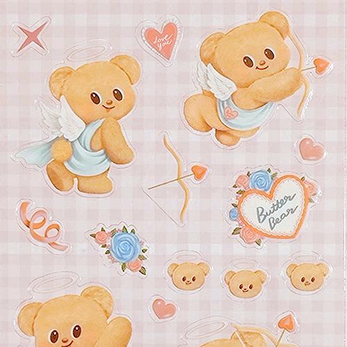 バターベア クリアステッカー ( チェックバック / ピンク ) 20792a