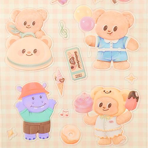 バターベア クリアステッカー ( チェックバック / イエロー ) 20792b