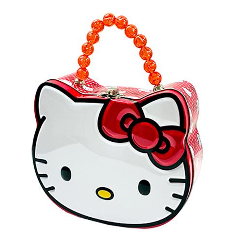 ハローキティ ビーズハンドル ダイカット 缶 ( レッド ) 20910a 小物
