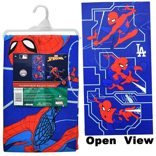スパイダーマン × MLB ビーチタオル ( LA Dodgers ) 21264 タオル バスタオル 大きい 大判 MARVEL メジャーリーグ ドジャース DODGERS 野球 グッズ 輸入 | 