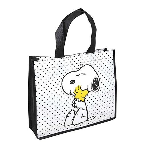 スヌーピー バッグ ショッパートート ( M ／ ブラック ドット ) 21271 SNOOPY ショッパー エコバッグ 不織布 PEANUTS Reusable Tote Bag 輸入 | 