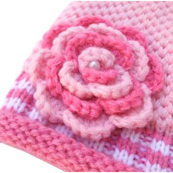 バービー Barbie キッズニットキャップ フラワー7437（毛糸 帽子 冬小物 帽子 子供用 子ども) |  | 02