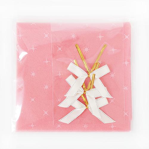 ラッピング 袋 不織布ギフトバッグ ( キラキラピンク S ) リボンタイ