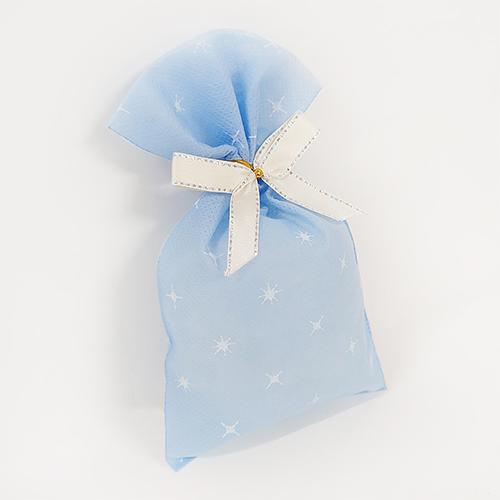 ラッピング 袋 不織布ギフトバッグ ( キラキラブルー SS ) リボンタイ