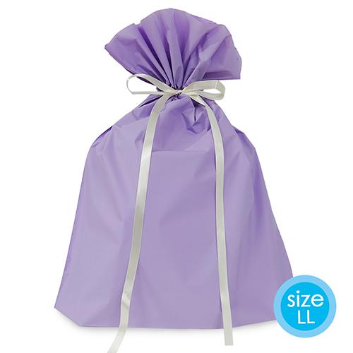 ラッピング 袋 大 ギフトバッグ 梨地 リボン付巾着袋 ( パープル LL ) etc0036 紫 底 マチあり 底マチ 大きいサイズ おおきいサイズ 一枚 単品 リボン 巾着 袋 の商品画像