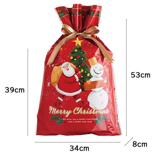 クリスマスラッピング 袋 リボン付きギフトバッグ ( ゆかいな