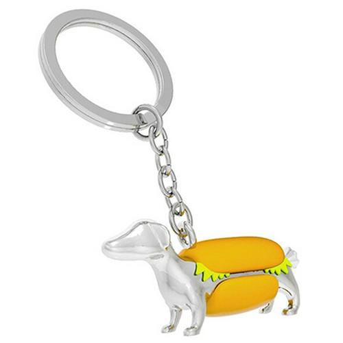 メタルキーリング ホットドッグ pud642 MTMMT90700 犬 DOG ミニチュアダックス パロディ かわいい キーチェーン
