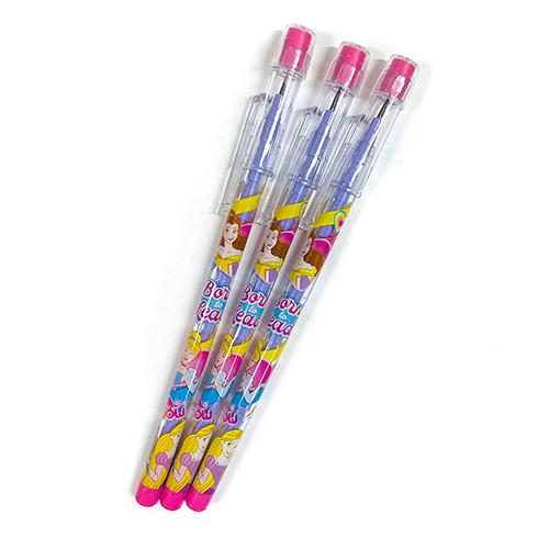 ディズニープリンセス ロケット 鉛筆 消しゴム付き 3本入り yts0822