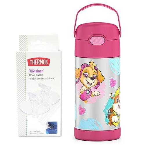 【オマケ付】パウパト Thermos サーモス 12オンス ストローボトル 交換 サーモス ストローボトル 替えストロー セット ( パウパト ピンク