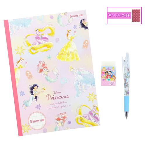 ディズニープリンセス 文具セット 3点 ( 方眼ノート シャーペン Opt