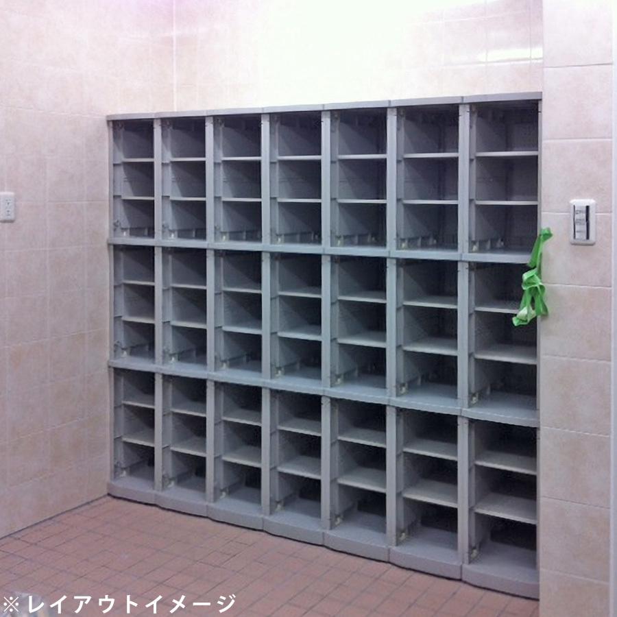 F-L-TB-12 鍵無しタイプ 4列3段 アタッチメントブラック プラスチック製 軽量 オフィス家具 オフィス用品 組立品 【ダークグリーン】