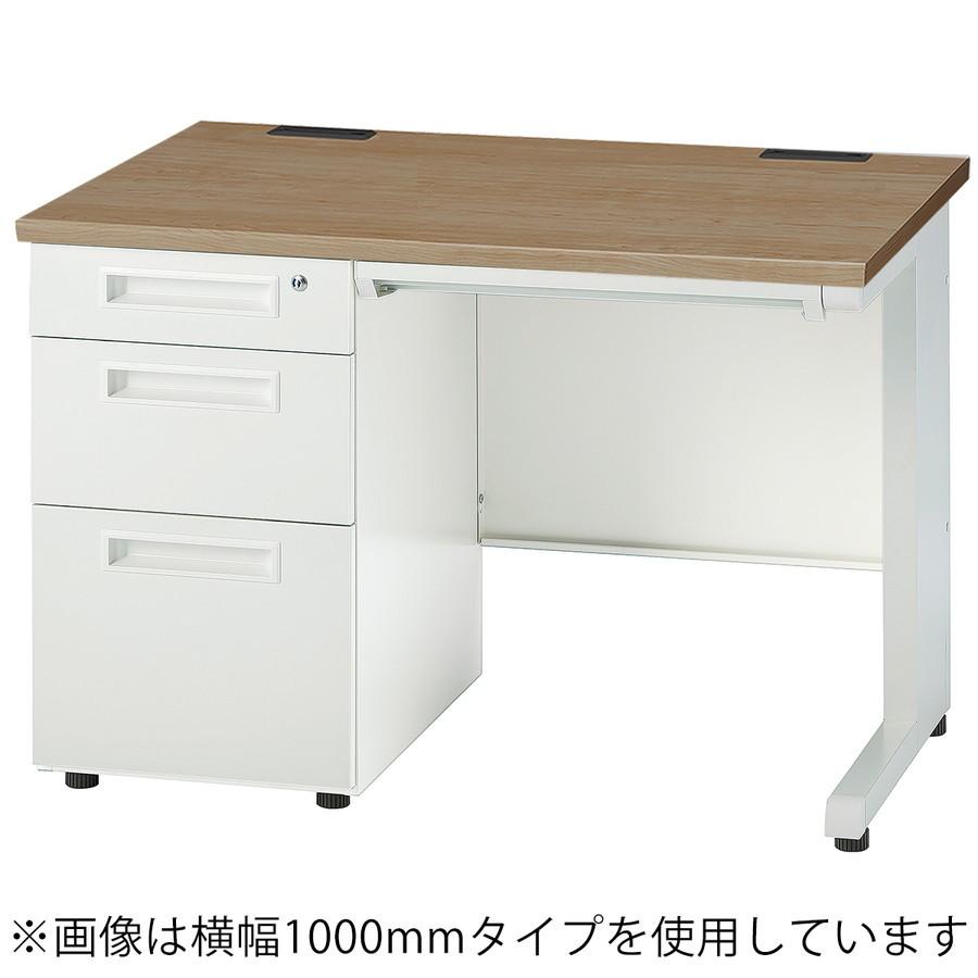 片袖机 GSD-W127-3L ワークデスク オフィスデスク 事務デスク 国産 ホワイトフレーム 鍵付き カギ付き 天板ホワイト 左袖3段 会社の画像