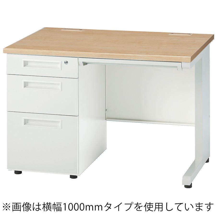 片袖机 GSD-W127-3L ワークデスク オフィスデスク 事務デスク 国産 ホワイトフレーム 鍵付き カギ付き 天板ホワイト 左袖3段 会社の画像