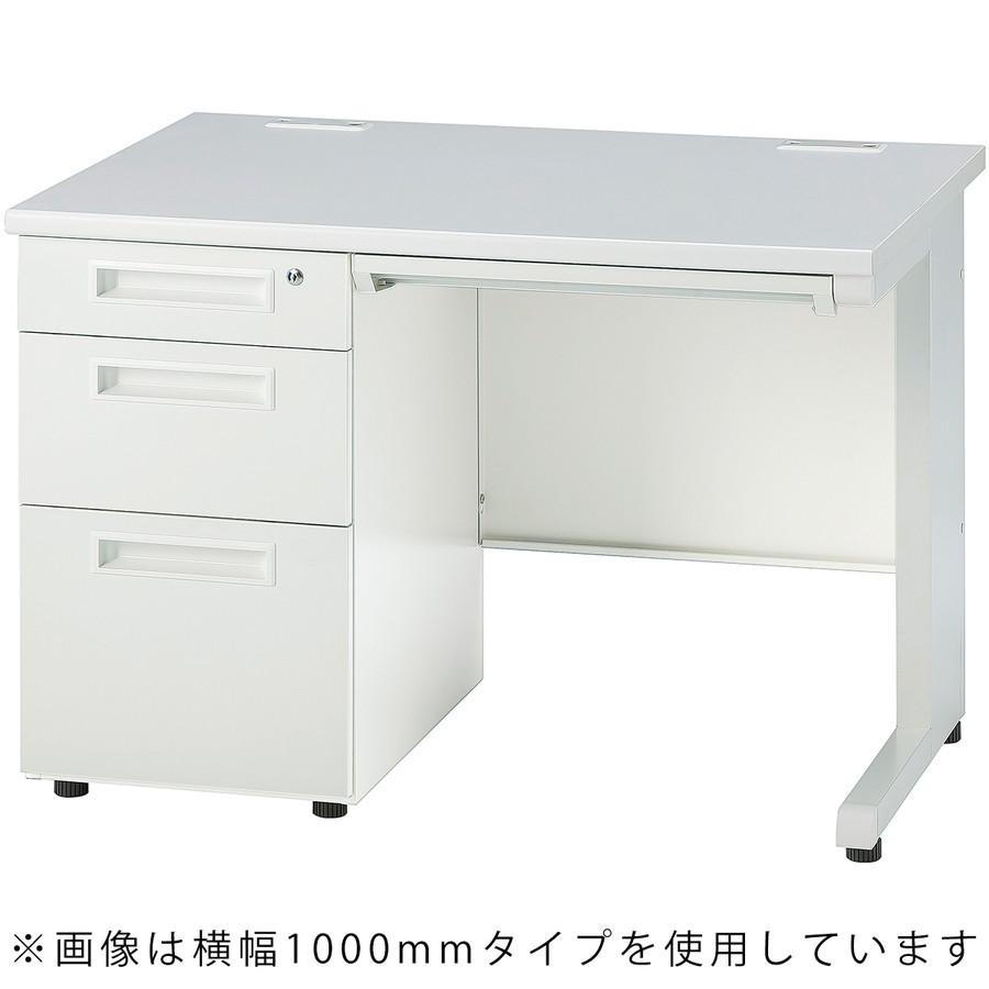 片袖机 GSD-W127-3L ワークデスク オフィスデスク 事務デスク 国産 ホワイトフレーム 鍵付き カギ付き 天板ホワイト 左袖3段 会社の画像