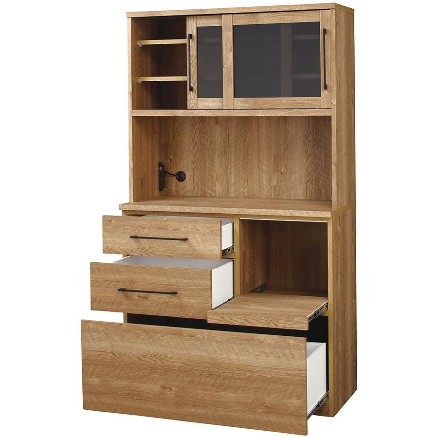 キッチンボード JPB-252 W105cm カップボード 国産品 おしゃれ 収納 食器棚 シンプル キッチンキャビネット キッチン 台所 収納棚の画像
