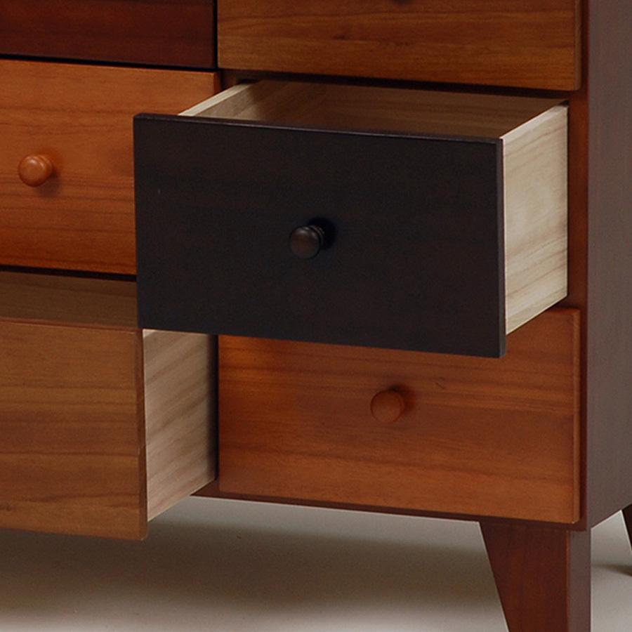 ローチェスト MCH-5570BR 3段 引出し6杯 カラフルチェスト 木製 脚付き おしゃれ ナチュラル アンティーク レトロ 収納棚 タンス 箪笥 5570BR