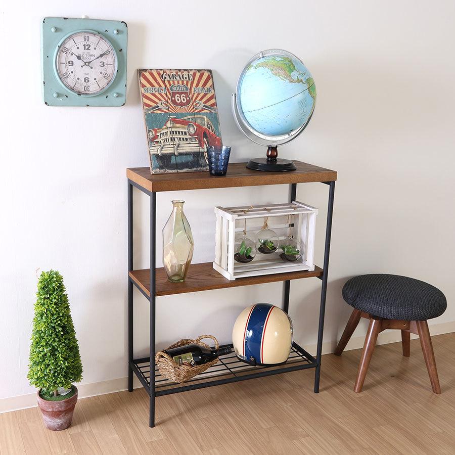 3段シェルフ REAL-RA レアル シェルフ ラック オープンシェルフ インテリア 収納棚 飾り棚 お洒落 ディスプレー キッチンシェルフ 木目調の画像