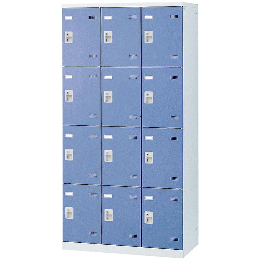 12人用更衣用ロッカー SLB-12-B 12人用ロッカー ブルー ピンク ホワイト ボタン錠タイプ 3列4段12人用ロッカー 更衣ロッカー 送料無料の画像