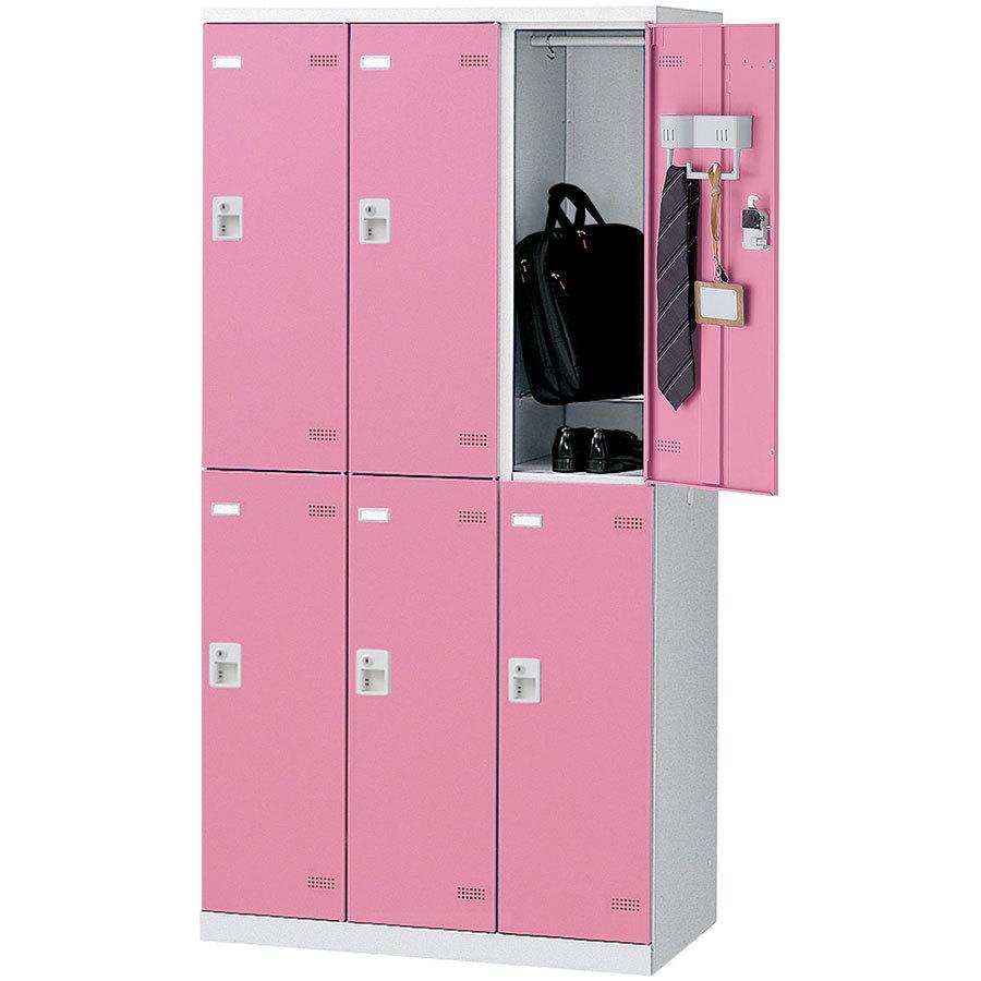 6人用更衣用ロッカー SLB-6-D2 6人用ロッカー ブルー ピンク ホワイト ダイヤル錠タイプ 3列2段6人用ロッカー 業務用 キーレス錠 更衣室の画像