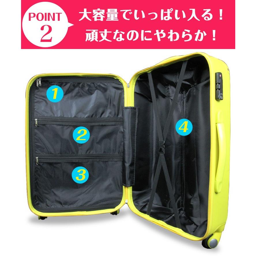 スーツケース Mサイズ 64L キャリーケース 中型 大容量 4-6日用 TSA