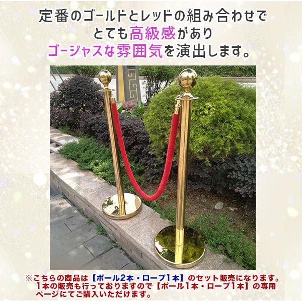 ポールパーテーション ロープ 赤 2本 セット ガイドポール ポール